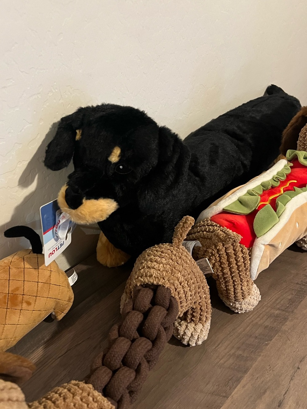 XL Plush Black and Tan Dachshund Dog Toy - Soft Squeaky Pet Plush